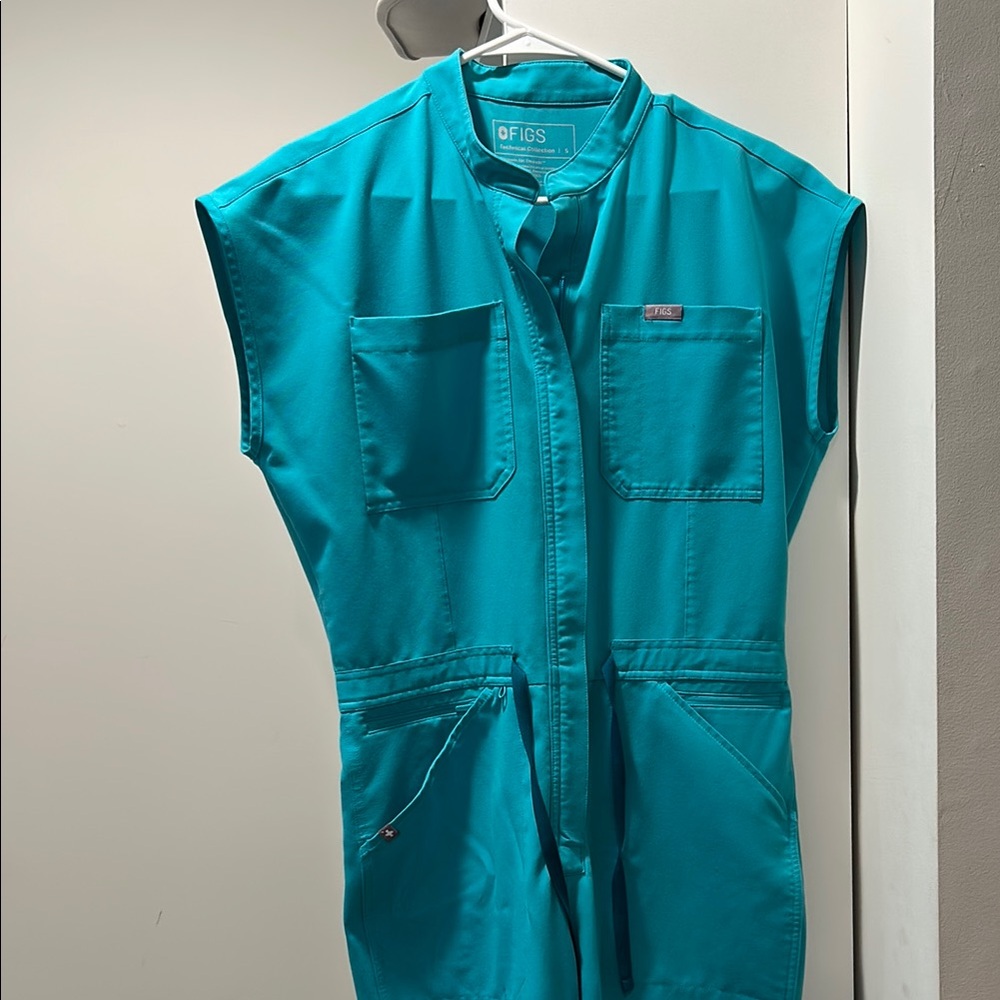 Figs Teal Sleeveless Jumpsuit